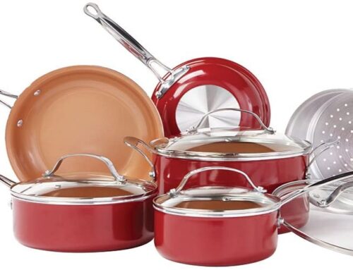 BulbHead Red Copper 10 PC Copper-Infused Ceramic Non-Stick Cookware Set